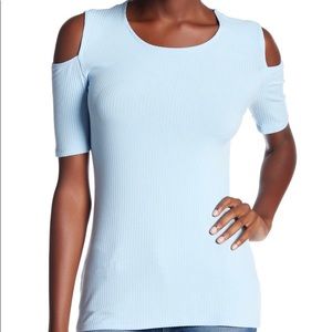 Bailey 44 light blue cold shoulder top